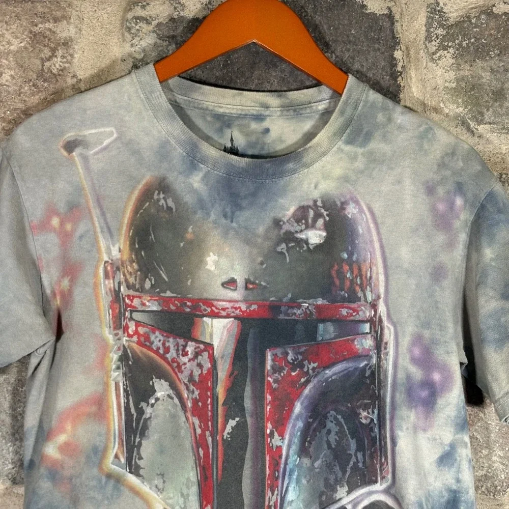 Disney Parks Star Wars Boba Fett T Shirt Tie Dye Gray Adult Small Casual Neutral - Picture 4 of 8